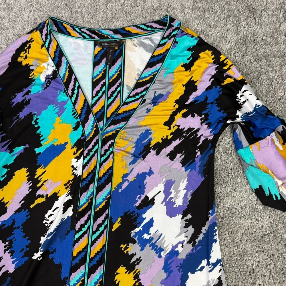 BCBG Max Azria Brushstroke Stretch Dress Dolman Sleeve XS Excellent - Picture 4 of 8